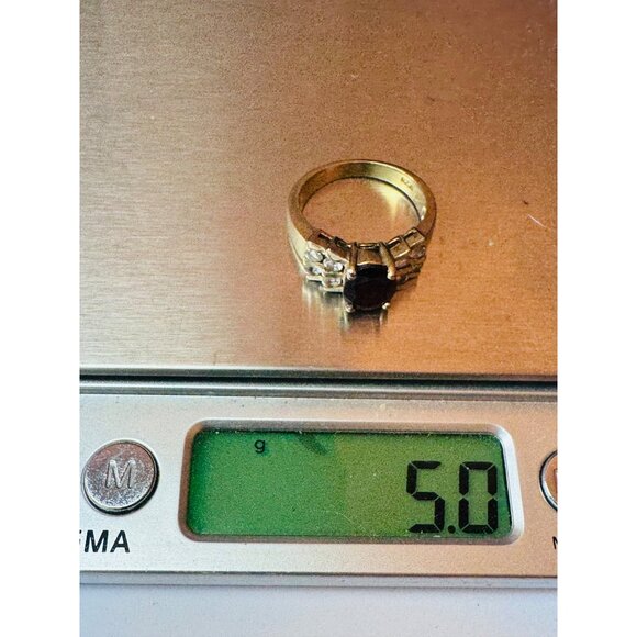 Estate 925 Gold Vermeil Garnet & CZ Cluster Ring Size 6.5 - Picture 9 of 9